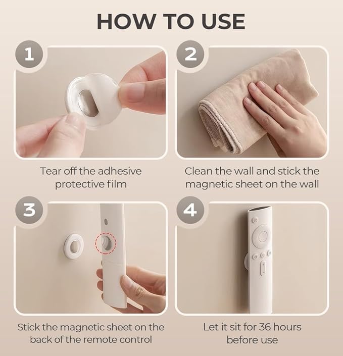 Image of Magnetic Remote Control Holder Wall Mount Self-Adhesive,Strong Magnet Hole-Free Remote Holder,Remote Control Organizers Storage,Wall Mount TV Remote Organizer for Home, Office, Hotel (8pcs)