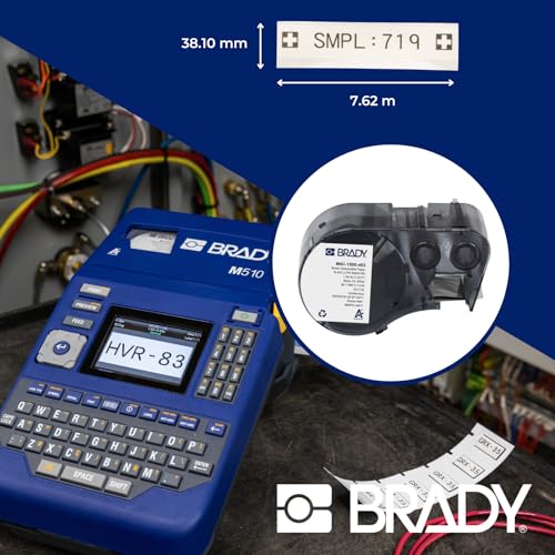 Image of Brady Paper Label Tape for Label Printer BMP51 /BMP53 /M511 - Self Adhesive Printer Labels - Black on White (38,10 mm (W) x 7,62 m (L)) - M5C-1500-403