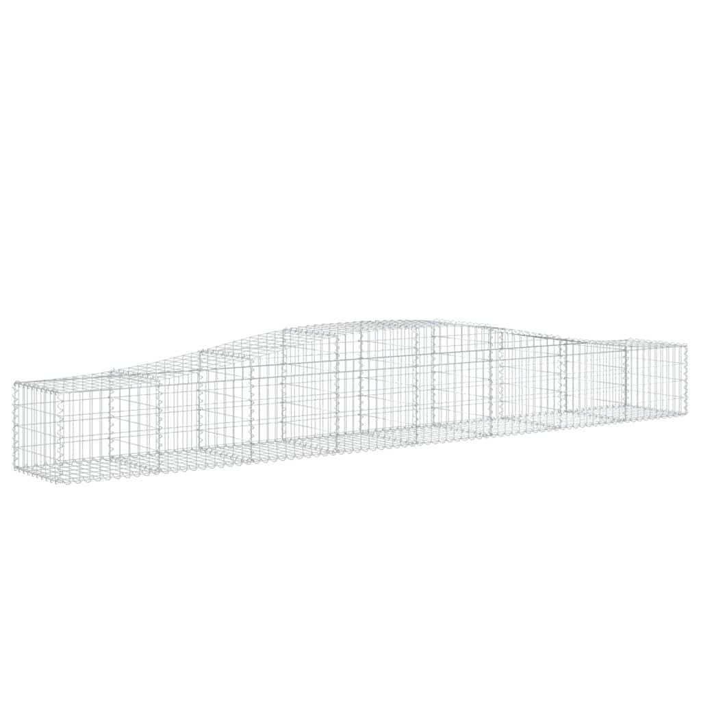 Yngbhfnop Silver Arched Gabion Baskets 8 Pcs 400X50x40/60 Cm Galvanised Iron Garden Retaining Wall Sound Barrier Decorative Fence For Backyard Patio Yard Outdoor