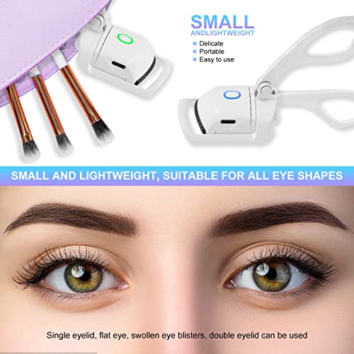 Heated Eyelash Curlers, Heated Eyelash Curler Electric Eye Lash Curler Long Lasting Curl Rechargeable Lash Curler With 2 Heating Modes Does Not Hurt Eyelash (White) #TOP5