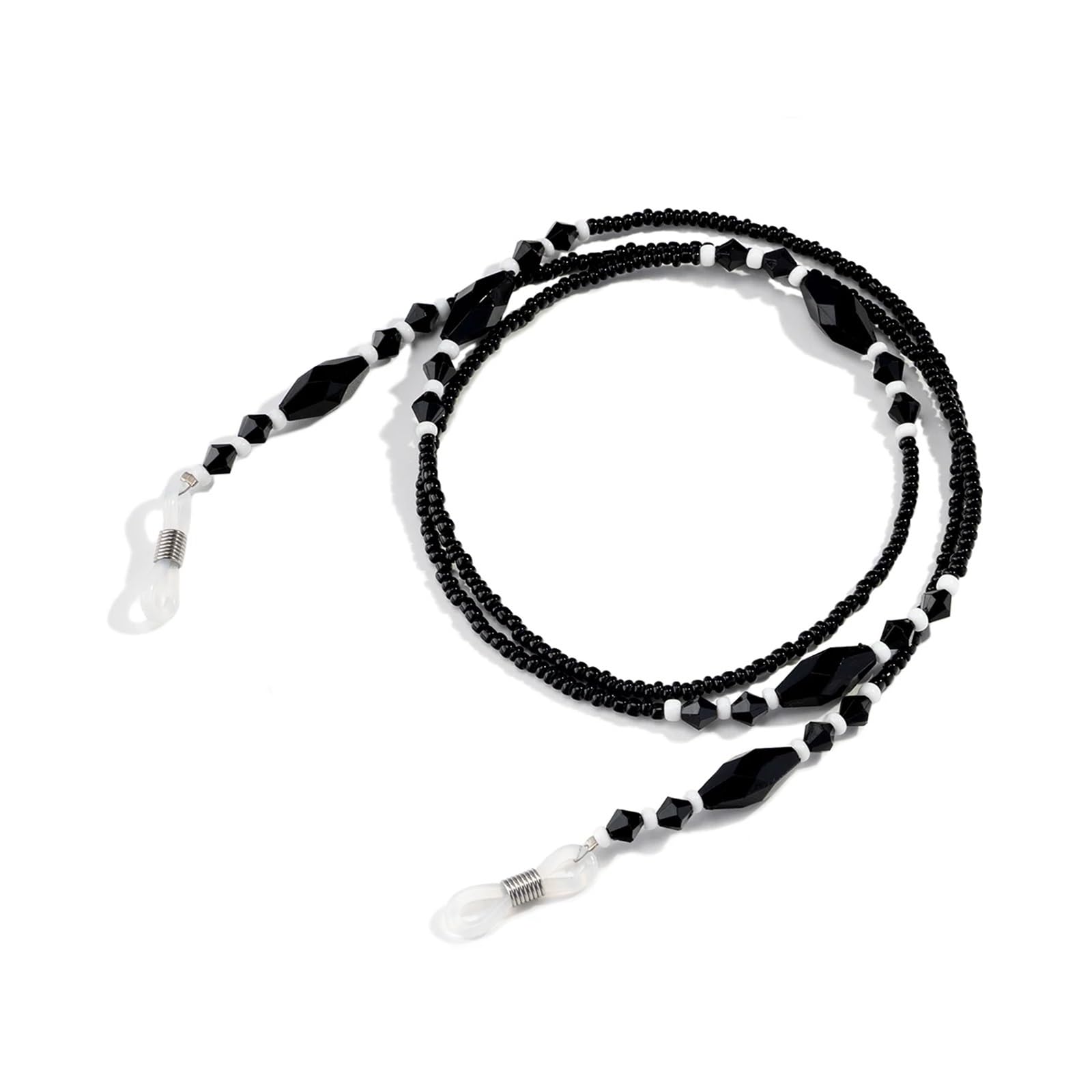 Lot de 12 chaînes de lunettes rétro noires anti-chute avec cordon anti-perlage