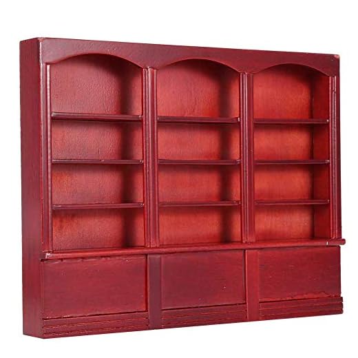 Förvaringsskåp för förvaringsskåp Hylla Bokhylla Miniatyrdockhus Förvaringshylla 1:12 Bokhylla för dockhus(Red Brown)
