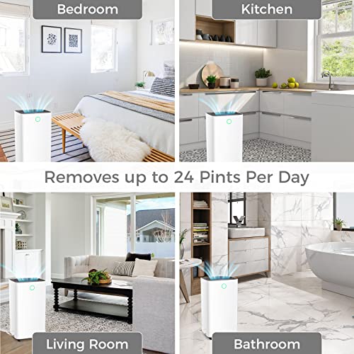 Image of Antarctic Star Dehumidifier 269 sq. ft 24 Pint Auto or Manual Drainage, Air Filters, 3 Different Modes, Auto Defrosting Low noise LED display with a Remote 12 hr Timer Suitable for Basements, Living Room, Bedroom, Office and Large Room