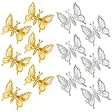 Sajoo Hair Clips, 12 PCS 3D Moving Butterfly Hair Clips, Gold, Silver - Hair Accessories for Women and Girls, Vintage-Modern Hair Clips for Hair Securing and Hairdressing, Party Occasion
