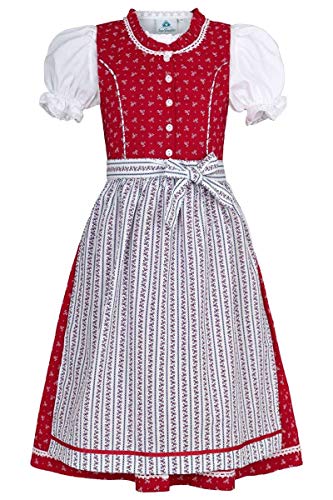 Isar-Trachten Mädchen Kinderdirndl rot mit Bluse, ROT, 98 Cover