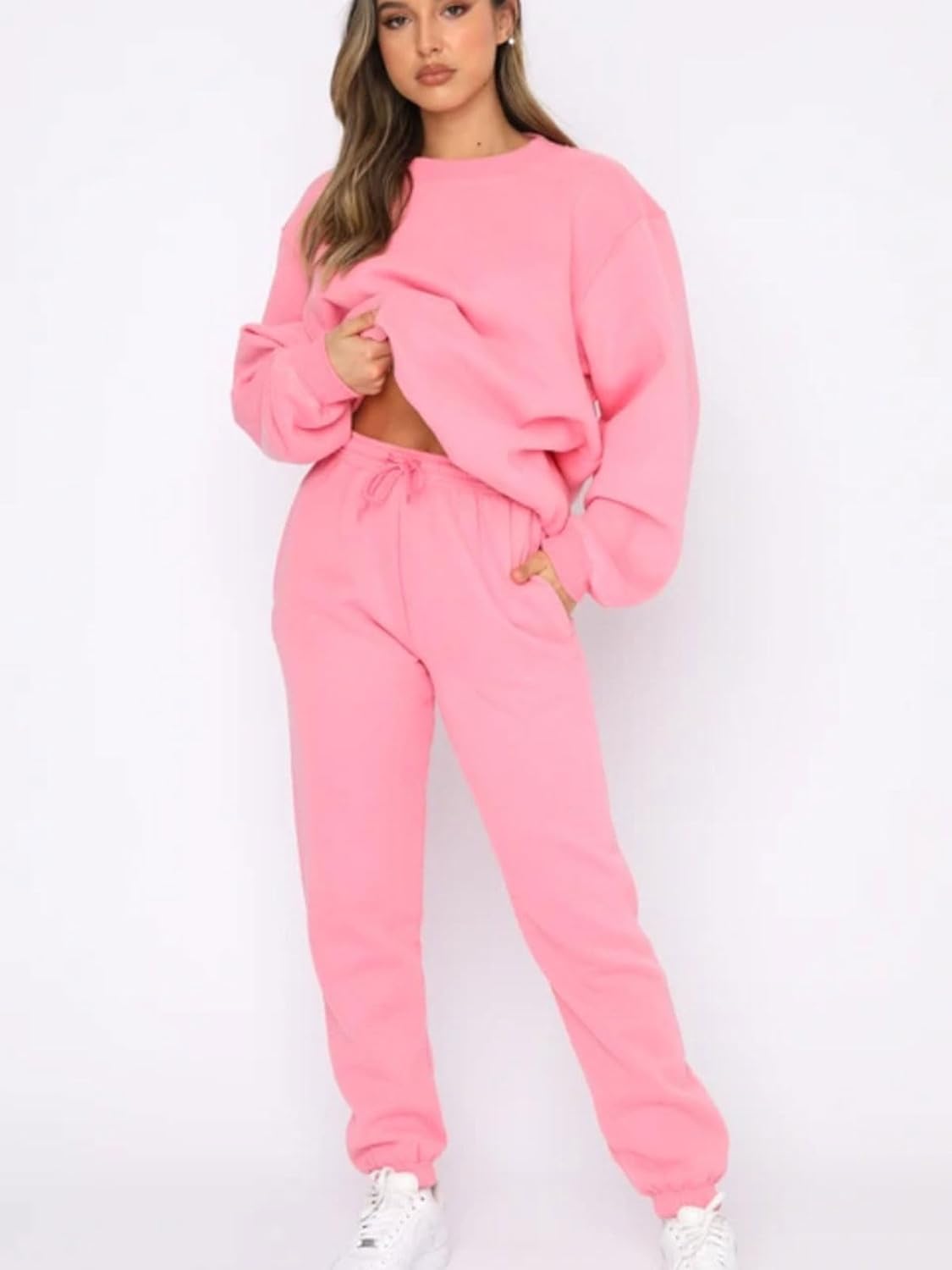 Alunzoem Jogger Sets for Women 2 Piece Sweatsuit Outfits Long Sleeve Pullover Sweatshirt Pants Set Tracksuit - Image 2