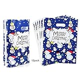 Christmas Bags for Gifts,Plastic Bags with Die Cut Handles - Durable Party Favor Bags - 11
