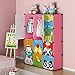 KOUSI Kid Dresser Baby Clothes Rack Kid Wardrobe Closet Bedroom Armoire Cube Organizer Formaldehyde-Free Furniture(Pink, 8 Cubes 2 Hanging Sections)