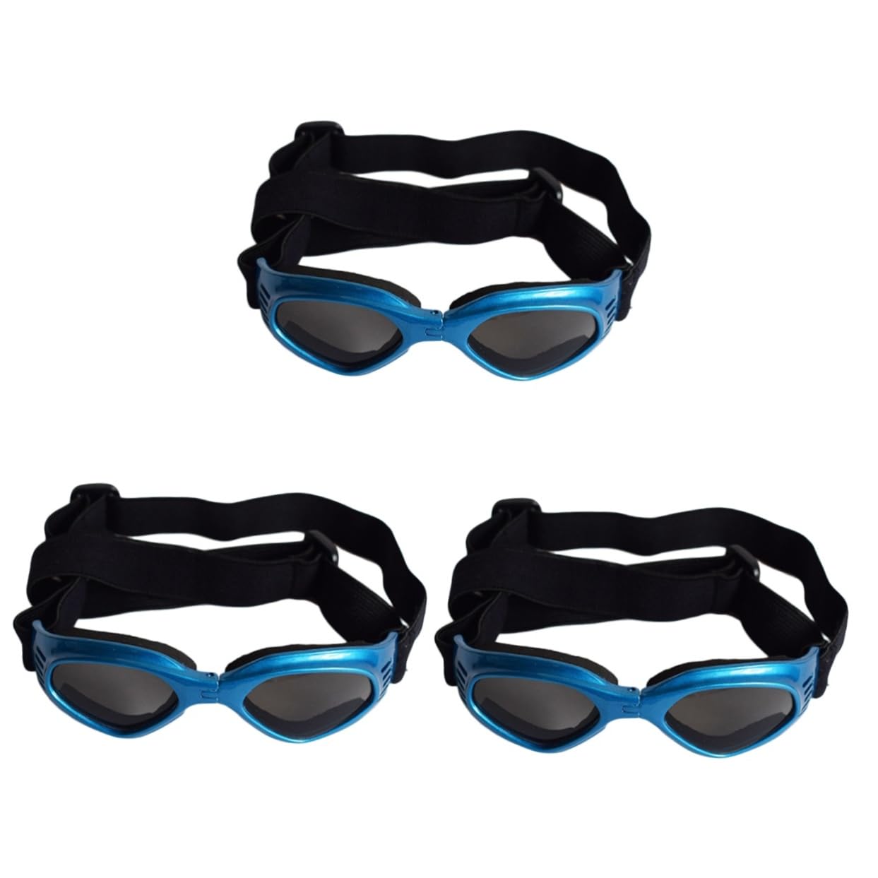 NOLITOY 3pcs Dog Sunglasses for Uv Protection Adjustable Straps Blue Frame Pet Goggles