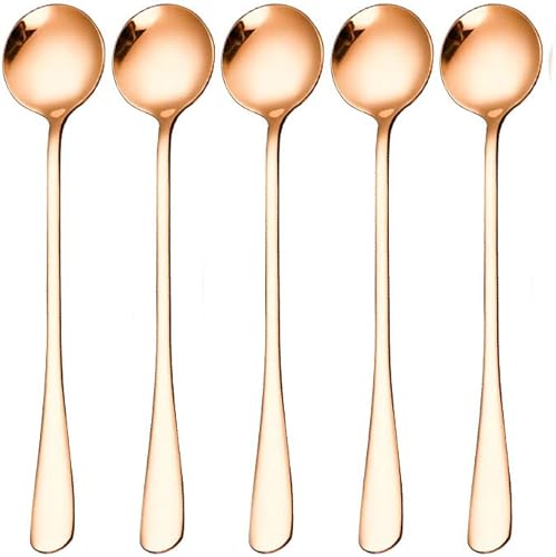 Miniatura 7 de Cucharas para servir de acero inoxidable (5 unidades), acabado espejo sopa, arroz, té, leche, café, postre y cucharas de helado