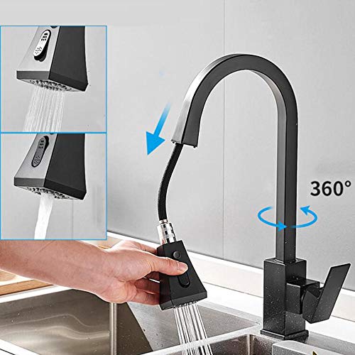 Robinet de cuisine noir rétractable pour éliminer les éclaboussures d'évier - 5