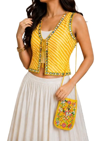 Soft cotton lehariya printed jacket/koti for wedding, party,annual function,any festival, dandiya night,ring ceremony (size XS to XXL)-picture-26