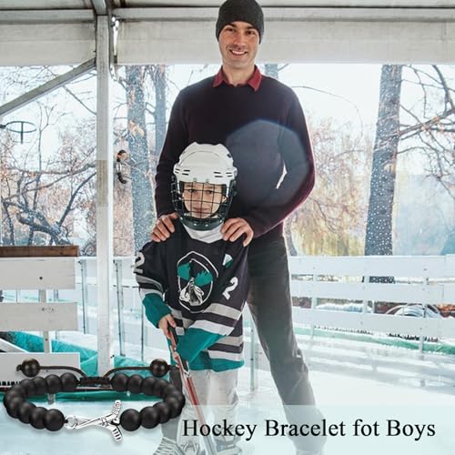 Hockey Gifts for Boys, Hockey Bracelet for Boys Hockey Lovers Players Team as Birthday Valentines Day Graduation Back to School Christmas Easter Gifts for Son Grandson Brother Nephew Friend