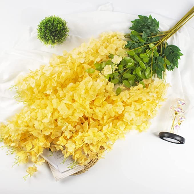 Buy Litleo Hanging Flowers, 12 Pack Wisteria Artificial Flower Fake