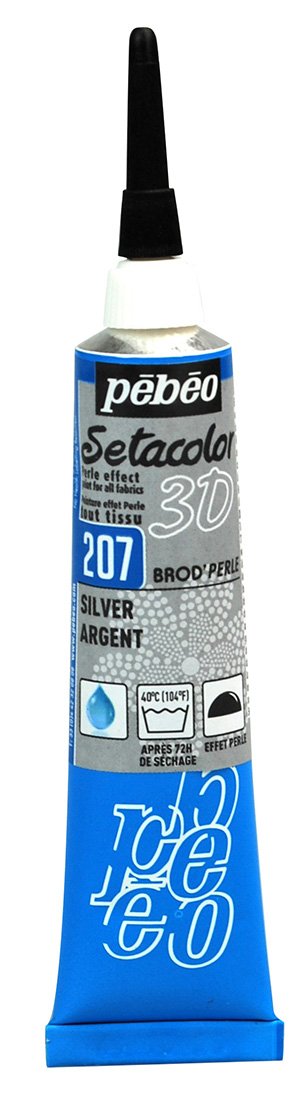 PEBEOSetacolor 3D Brod'Perle, Dimensional Fabric Paint, 20 ml Tube - Silver