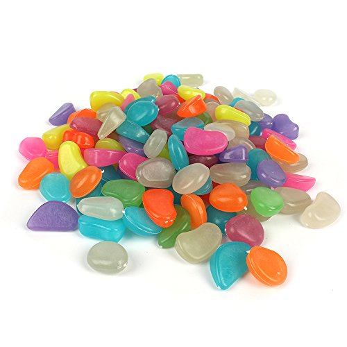 Shiny Stone 120Pcs Glow In The Dark Pebbles, Aquarium Pebbles, Glowing Pebbles, Luminous Pebbles For Fairy Garden Gift Decoration,375G/0.83Lbs, 4/5''-1 1/5'', Multicolor #TOP4