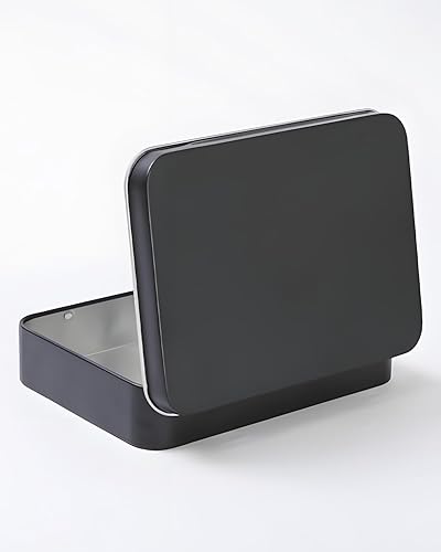 Miniatura 13 de Paquete de 12 latas rectangulares vacías de almacenamiento de metal con tapas transparentes con bisagras para ventanas para objetos pequeños y otros