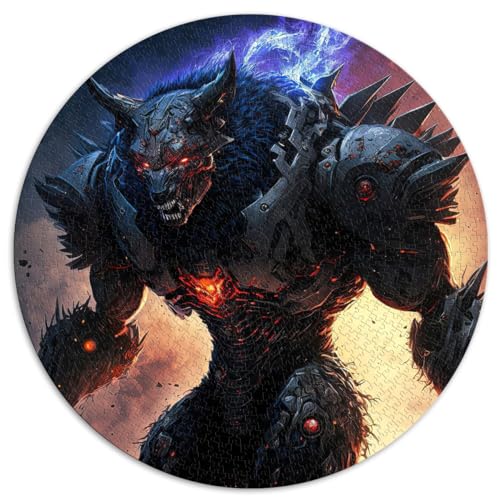 Cyborg Warrior Puzzle 1000 Teile für Erwachsene, kugelförmige Puzzles für Premium-Recyclingbrett 26,5 x 26,5 Zoll