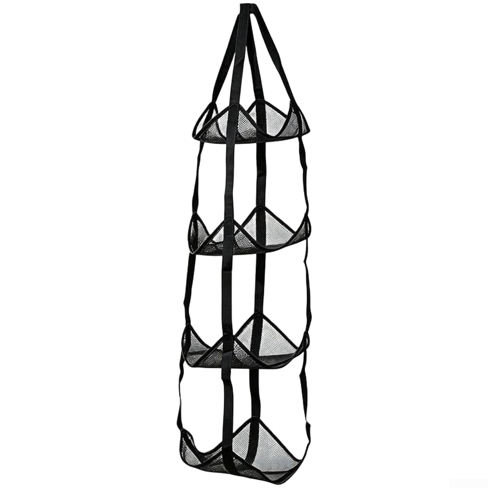 Bolsa organizadora de malla para almacenamiento de pelotas, para montar en la pared, para fútbol, baloncesto, puerta, red de juguetes, color morado (cuatro capas negras)
