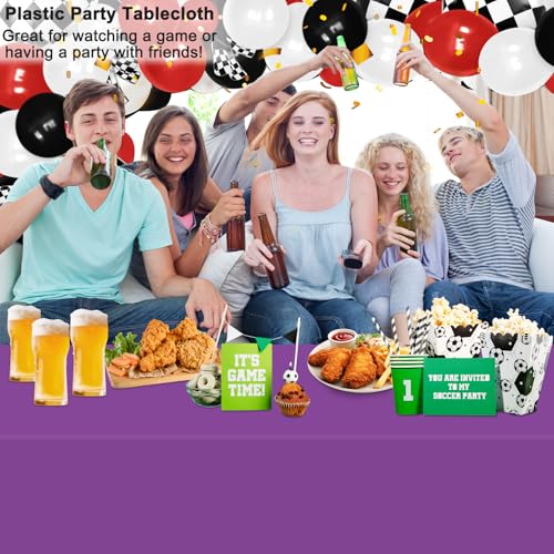 Image of WNINK 4 Pack Purple Tablecloths Disposable Table Covers 54 inch x 108 inch Table Cloths for BBQ Birthday Picnic Bridal Shower Engagement Wedding Plastic Table Cloths for Parties