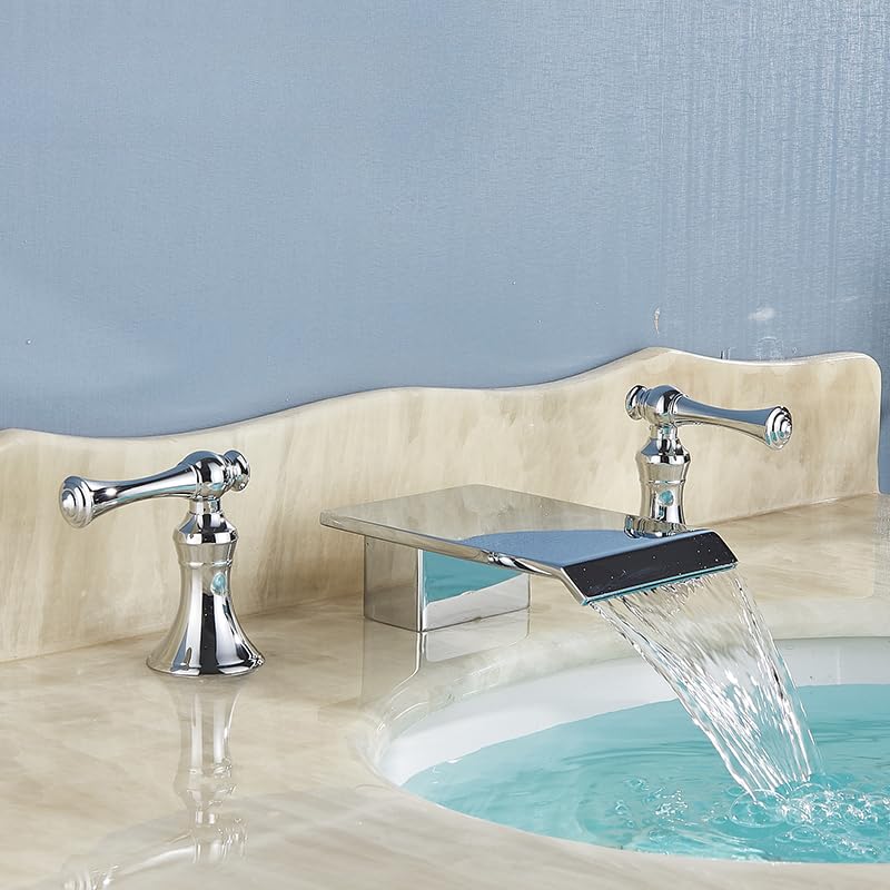 Bassin lavabo robinet double poignée mitigeur eau chaude froide pont monté pour salle de bains G