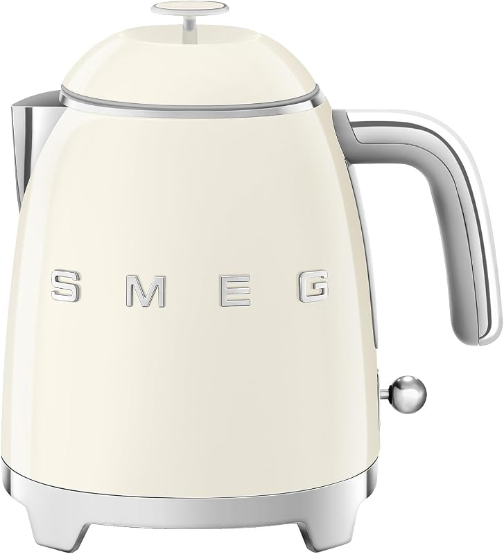 Mini 50's Retro Style 3 Cup Electric Kettle with Double Wall Anti Slip Base and Water Level Indicator (Cream)