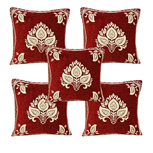 Image of Velvet Sofa Cover with Cushion Covers Set of 5 Seater - Premium Sofa Covers 3 Seater and 2 Seater Full Cover Set for Couch Seat - Heavy Fabric Sofa Slip Back Protector, 2701 Maroon