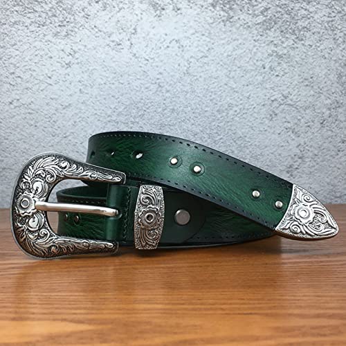 Western Belts for Women,Vintage Western Design Ladies Cowgirl Waist Belt for Pants Jeans Dresses,Green,110CM/43.3''2