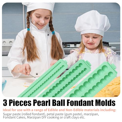KALAIEN Pearl Silicone Mold,Semi Sphere Fondant Border Molds,Knit Rope Silicone Mold Clay Mold with String Silicone Fondant Mold for Cake Decorating Bubbles Moulds Set of 3 (pearl) by KALAIEN - Used condition - Image 6