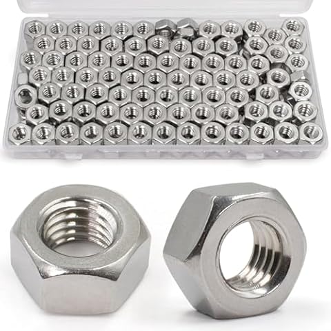 ZQZ 130 Pack 1/4"-20 Hex Nuts + ZQZ 25 Pack 1/2"-13 Hex Nuts, 304 (A2-70) Stainless Steel Hardware Nuts, Standard Inch Coarse Thread Nuts Cover