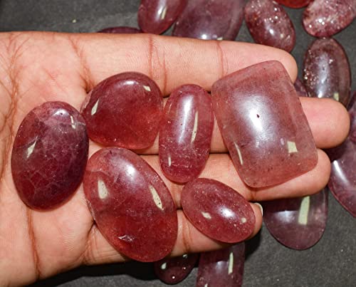 Natural Strawberry Quartz Gemstone Wholesale Bulk Cabochons Lot, Jewelry Making Loose Gemstone, Polished Diy, Wire Wrapping, Healing Crystals #TOP3