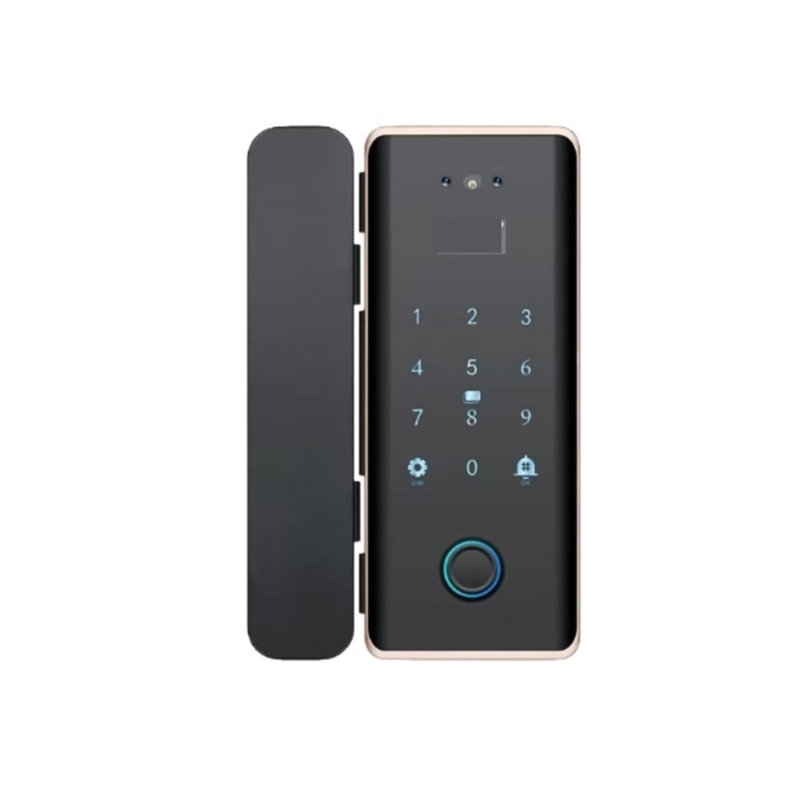 DIGNIFE Smart Door Lock, 3D Face Recognition Glass Door Lock Hole Free Installation Fingerprint Password Lock