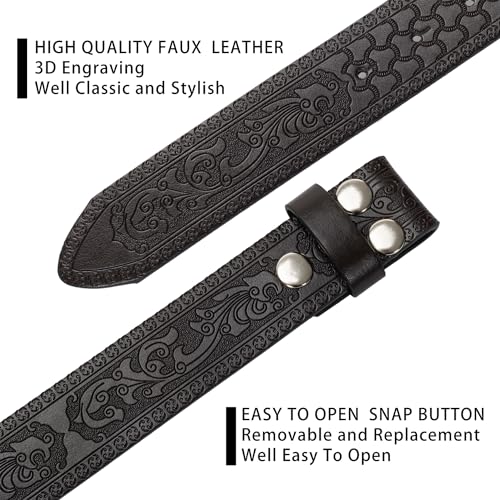 Replacement Western Cowboy Belt Strap - No Buckle PU Leather Waist Belts without Buckle for Men(for 33" to 39" Waist)4
