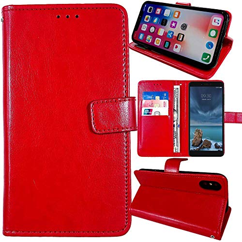 Dingshengk Rojo Funda Caso Carcasa Proteccion Cuero Flip Case Cover Soporte para VIENOD V105 1.77"