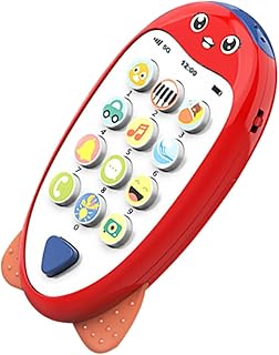 SAFIGLE 1Pc Educação Precoce Telefones De Brinquedo Do Telefone Móvel Para Crianças Imitação Projeção Telefone Brinquedo Educação Precoce Prop Inteligência Brinquedo Vermelho Criança