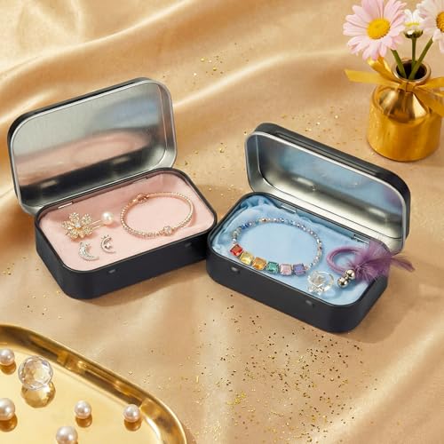 Image of Hotop 3 Pack Metal Rectangular Empty Hinged Tins 3.75 x 2.45 x 0.8 Inch Box Containers with Lids Mini Portable Box Small Storage Kit, Home Organizer (Black)