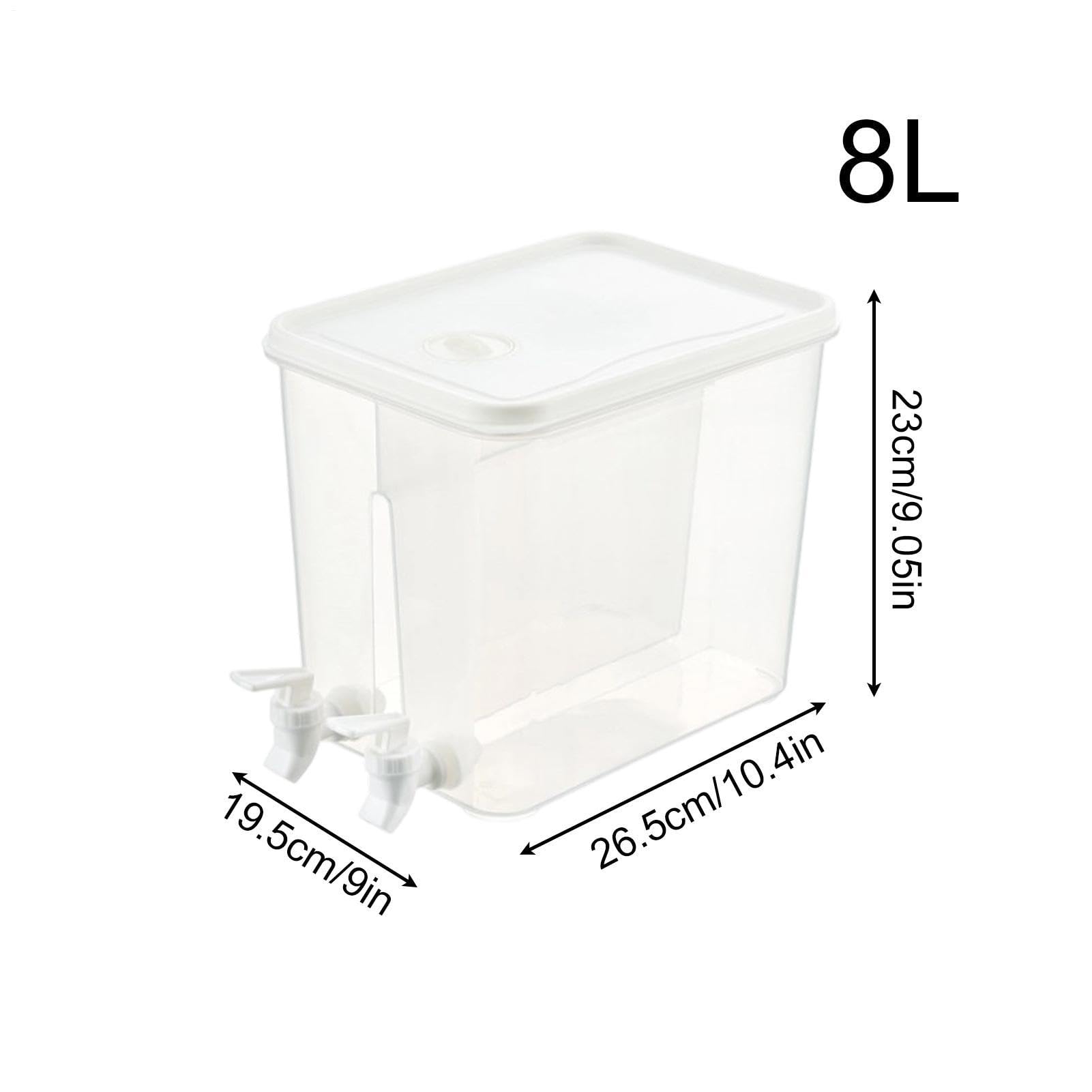 Dispenser per bevande per frigorifero, 8 l, con 2 rubinetti, a prova di perdite e a prova di temperatura, contenitore per bevande, per limonata, succhi, cocktail, sangria, bevande calde e fredde