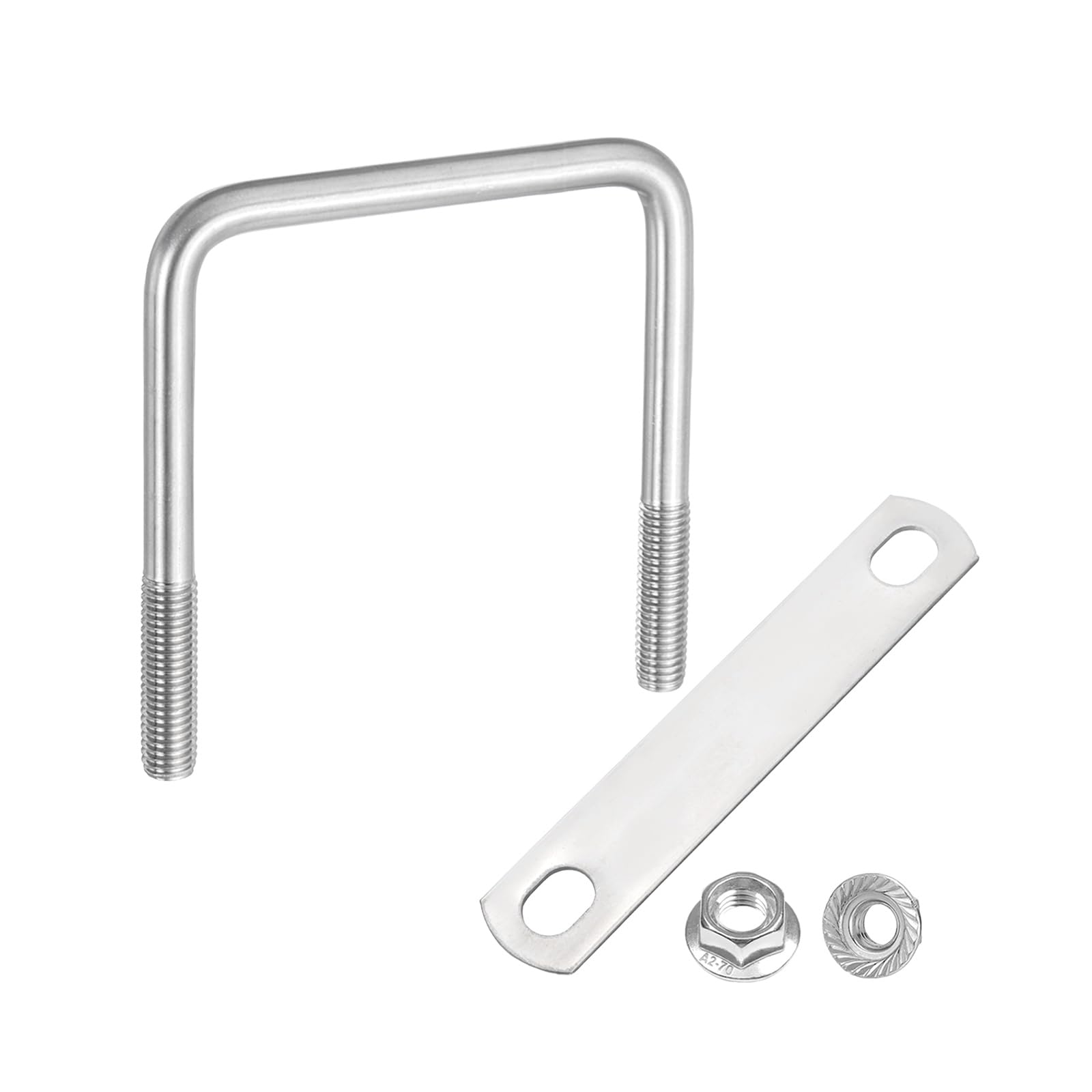 sourcing map M10 3-9/16 Inch Inner Wide Square U Bolts, 4-3/4 Inch Length 304 Stainless Steel U-Bolts with Flange Hexagon Nuts, Frame Plates for Trailer, Automotive, (90mm W x 120mm L)