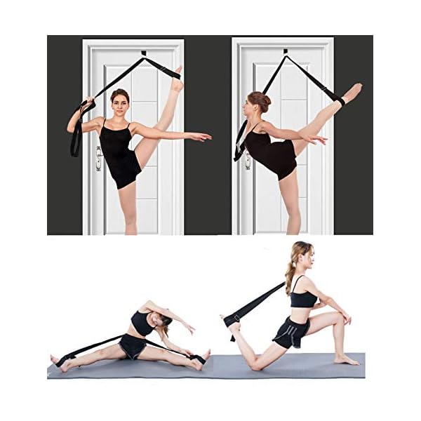 Adjustable Leg Stretcher Lengthen Ballet Stretch Band - Easy Install on Door Flexibility Stretching Leg Strap Great Cheer Dance Gymnastics Trainer stretching equipment taekwondo Training (black)