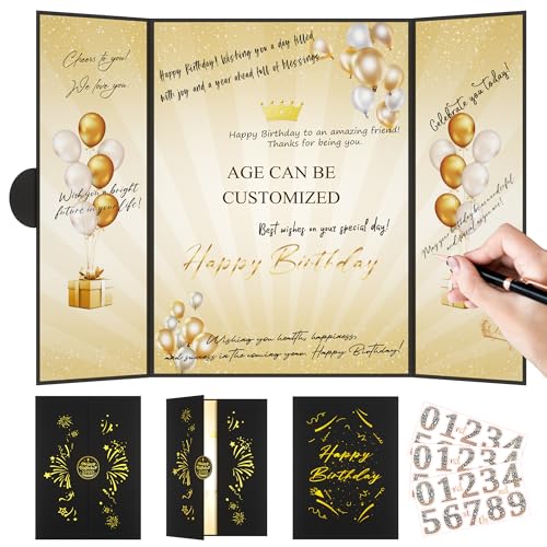 Pranski Black Gold 1st-99th Happy Birthday Party Decorations 18