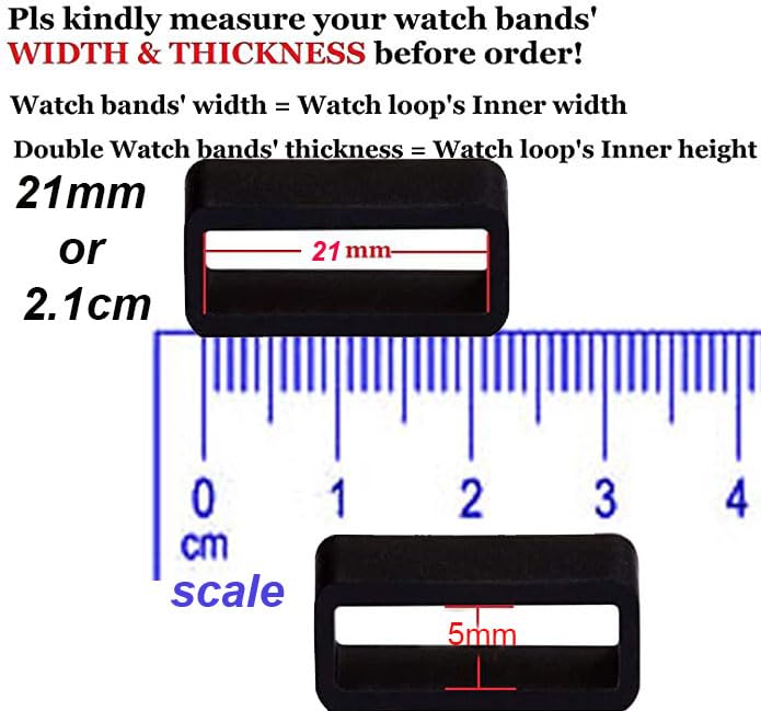 Image of Dreamy 16,18, 19, 20, 21, 22mm Rubber Silicone Smart Watch Strap Loops /Keepers Holder Retainer Loop Replacement - Black color Watch Band Loop