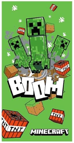 Minecraft Strandtuch, Badetuch 70x140 cm, 100% Baumwolle (Boom)