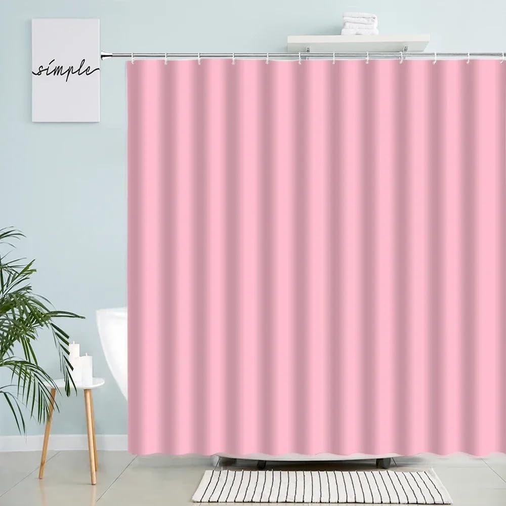 Generisch Einfarbiger,Violetter Duschvorhang 200X200 – Wasserdicht,Schlicht,Reinfarbig,Dekorativer Badewannenvorhang – Waschbarer Badezimmervorhang mit Haken,Rosa,