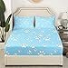 Homewish Dog Paw Print Kids Fitted Sheet Twin Size,Cute Animals Pets Paw Toddler Bedding Set,Girls Boys Adults Room Decor,Cartoon Dog Kawaii Fashion Bed Cover,Blue Lovely Bed Sheet,1 Pillowcase