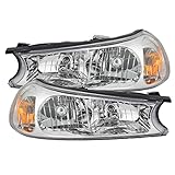 HEADLIGHTSDEPOT Chrome Housing Halogen Headlight Compatible with Ford Contour 1998-2000 Includes Left Driver and Right Passenger Side Headlamps