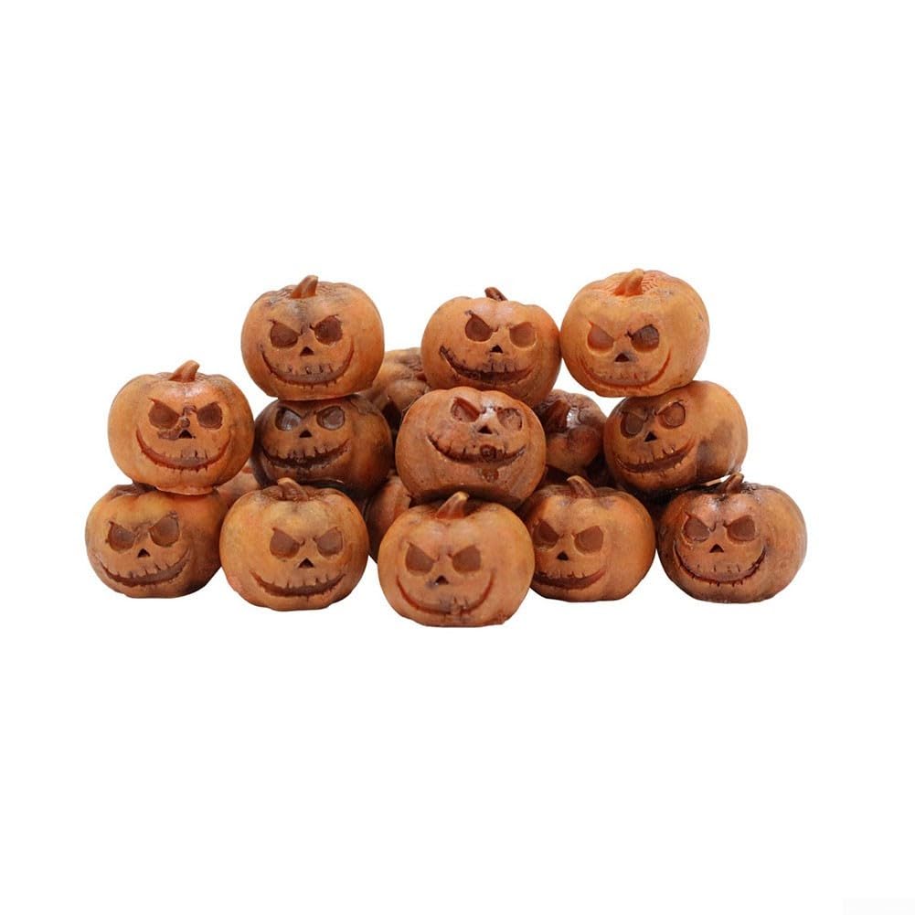 50 Mini-Kürbis-Figuren Aus Kunstharz – Grimassige Halloween-Deko Für Feengärten, Tische Und Bastelprojekte