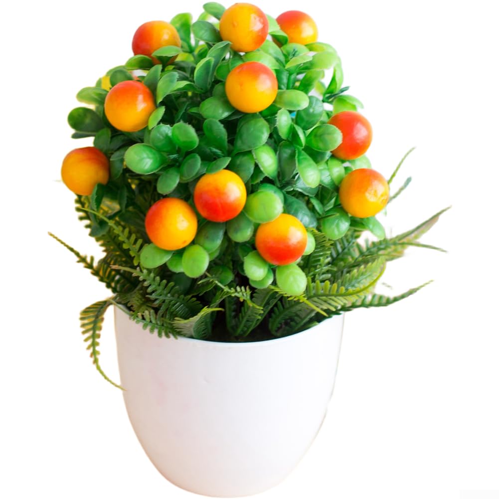 Plante fruitée artificielle 6 branches : pot déco fausse fleur de table