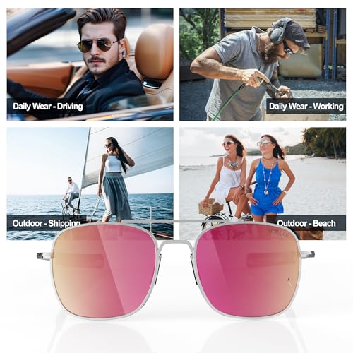 Image of Aviator Sunglasses for Mens Women 53mm TAC Polarized Lense Pilot Military Style Metal Frame with Bayonet Temples