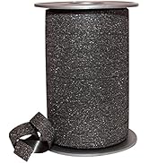 Morex Ribbon 185/9-613 Polyester Glitter Ribbon, 3/8"/109 yd., Black