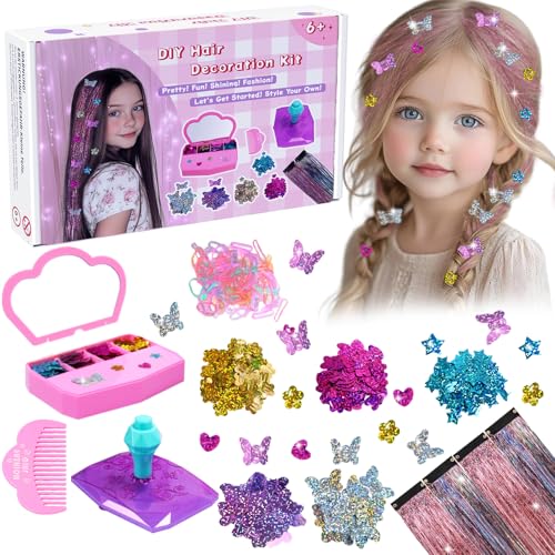 AOSITE Hair Gem Stamper, Girls Hair Bedazzler Kit with Hair Glitter Patch, 10 Pack Hair Jewel Stamper for Girls Toy, Hair Design Art Crafts Gift Ages 6-12, Reusable Hair Styling Tool
